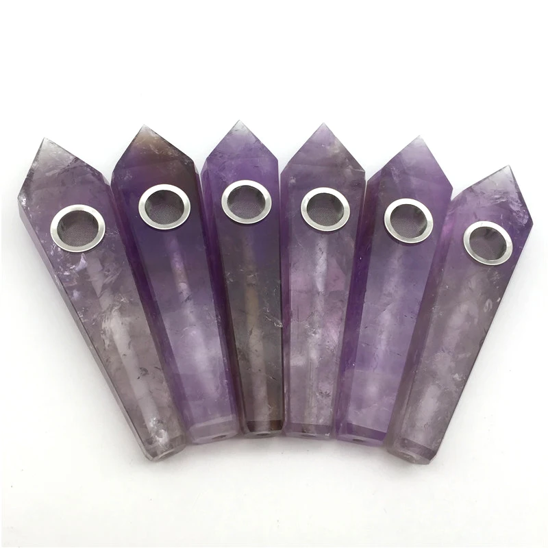 

Wholesale Natural Crystal Smoking Pipe Tobacco Pipes Amethyst Smoking Pipe, Purple