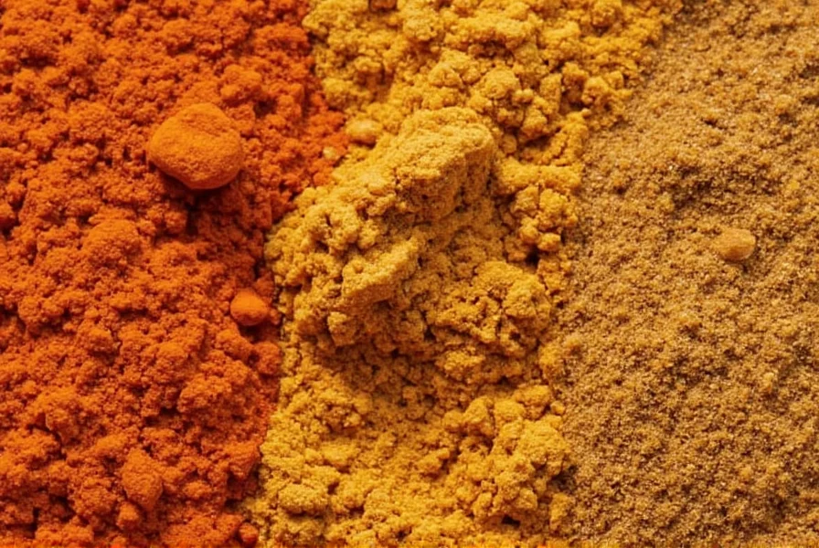 Homemade curry spice blend being mixed in a bowl with measuring spoons