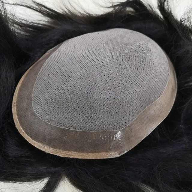 

Factory stock high quality human hair 6"x8" men' toupee with fast delivery