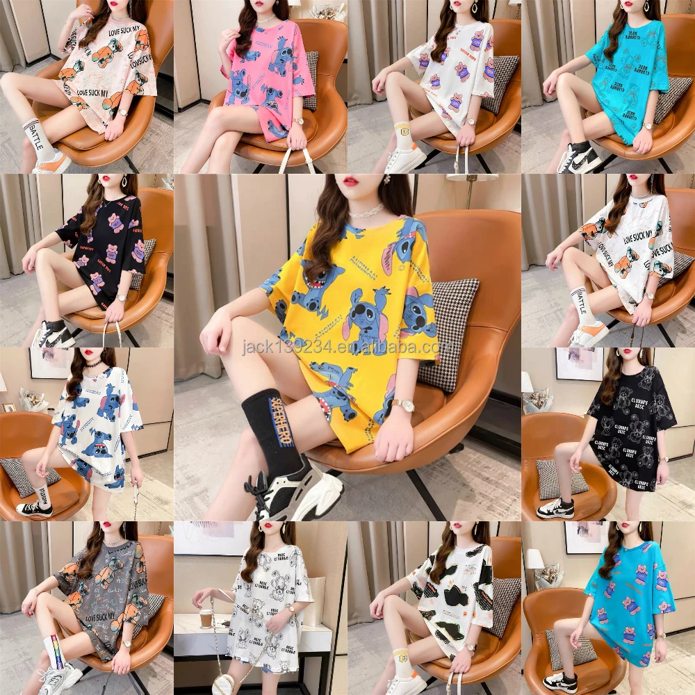 

Good Quality Character Print Cotton Loose Design Woman Shirt Graphic T Shirts Women