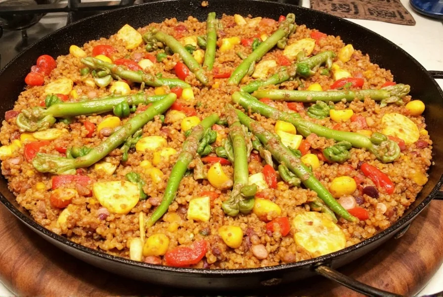 Mixed paella vegetables on a cutting board