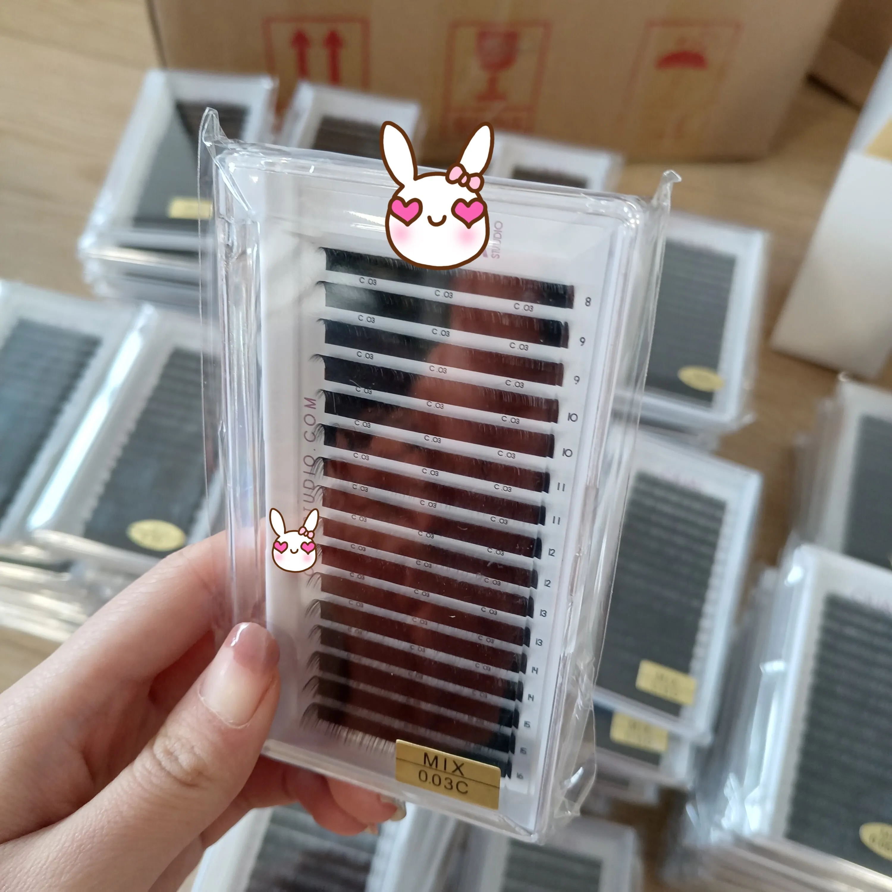 

Classic Individual Eyelash Extensions Logo Russian Volume Eyelash Extension Print Korean Silk Full Volume Korean PBT Fiber Black