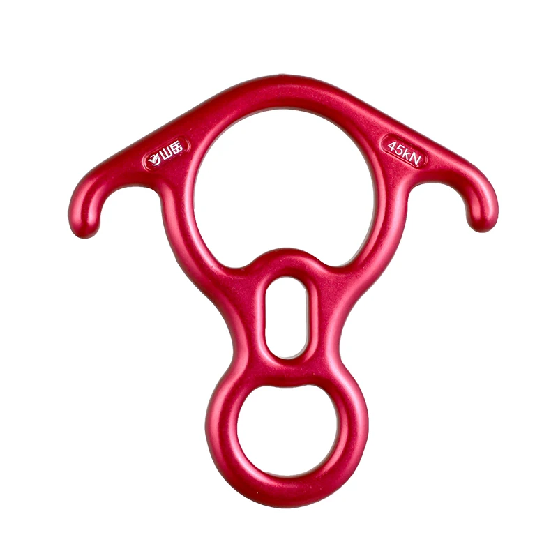 

CE 45KN Alloy aluminum red 8 ring descender, Black