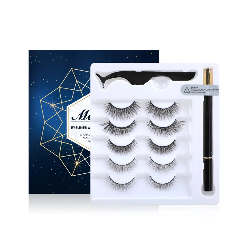 

5 pairs magic eyeliner lash adhesive pen waterproof Packaging Private Label Rose Gold Diamond Adhesive Eyeliner Set, Black color