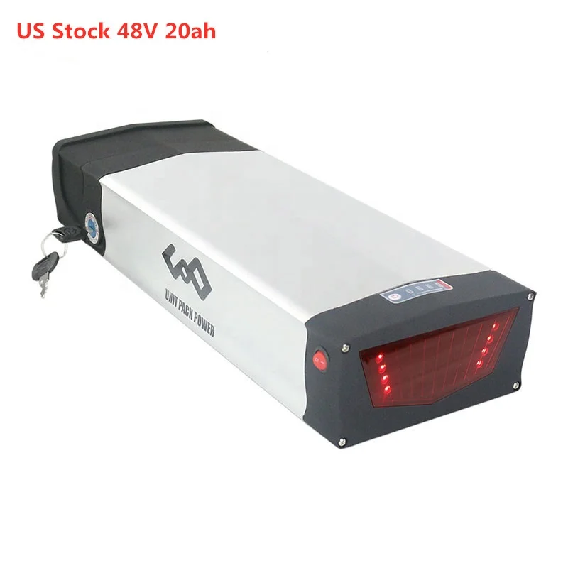 

US Stock high capacity rear rack style 48v 20ah quality lithium ion e-bike battery pack
