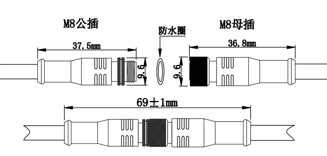 Ip67 Female M12 M16 M8 2 3 4 5 6 7 8 12 Pin Waterproof Assembly ...