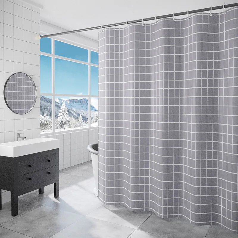 

PPyou Wholesale Waterproof Mildew proof Custom Luxury Bathroom Polyester Lattice Shower Curtain Thicken Bath Curtains, Customized color