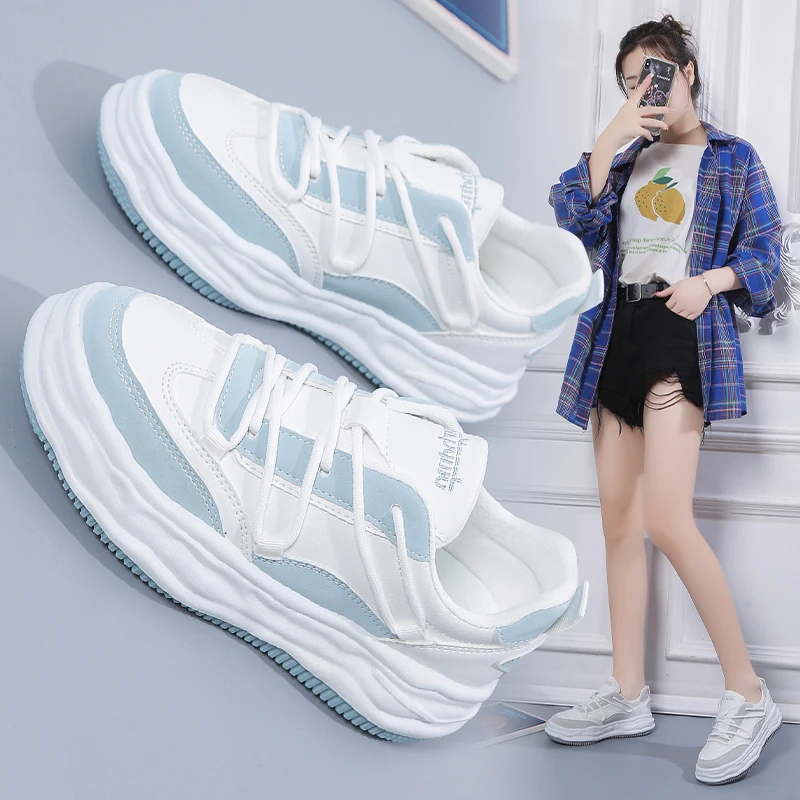 

young ladies' fashion white flats Pu mesh material rubber out sole ladies classic lace up sneakers shoes stock