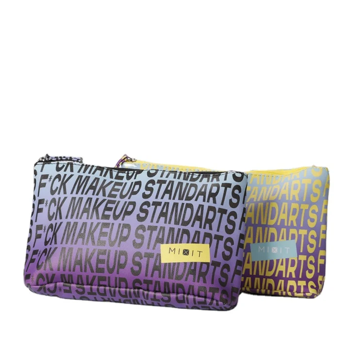 

China promotion cute high quality beautiful strip pu girls makeup bags