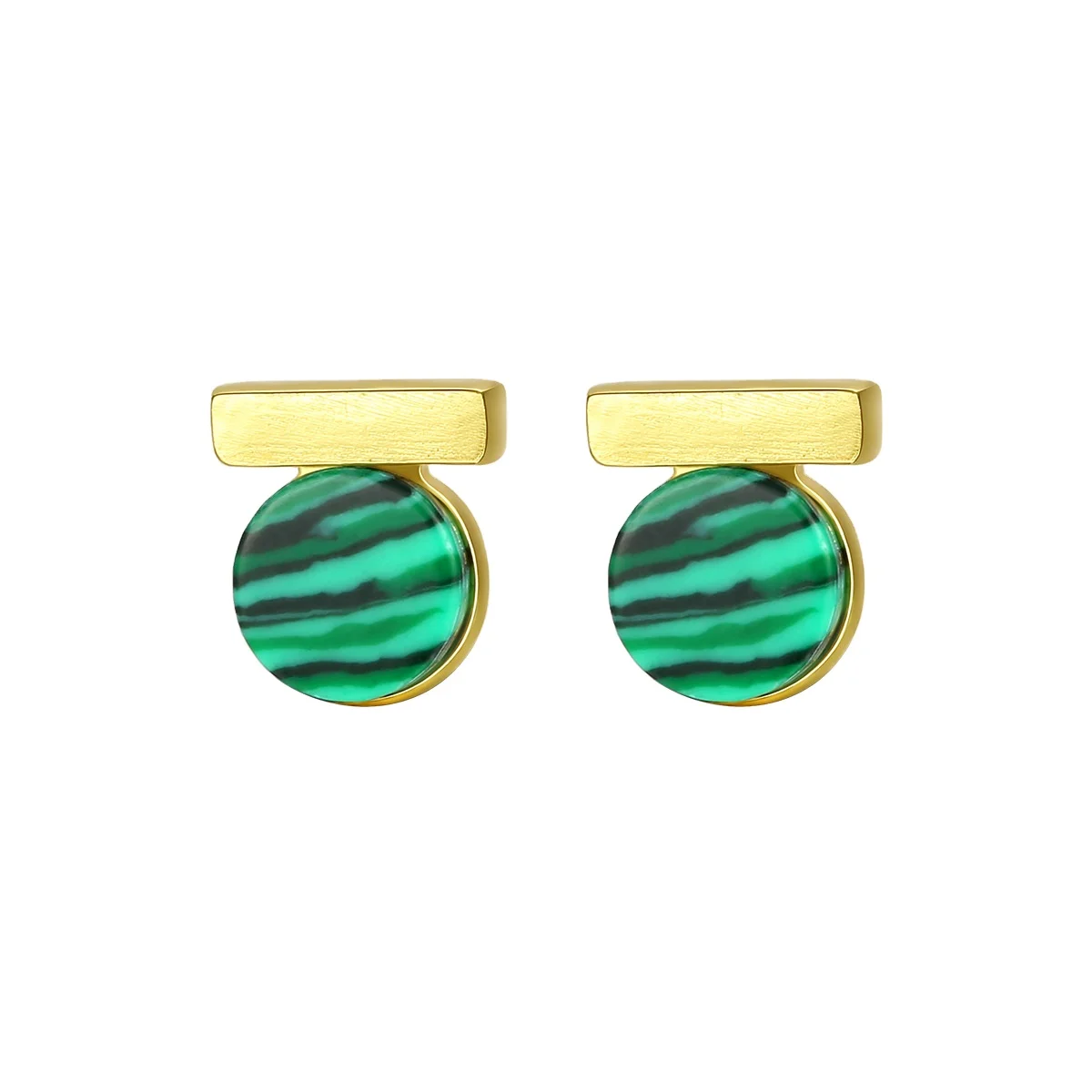 

Korean Earrings 2021 Earing 925 Silver Round Malachite Tiny Stud Earrings