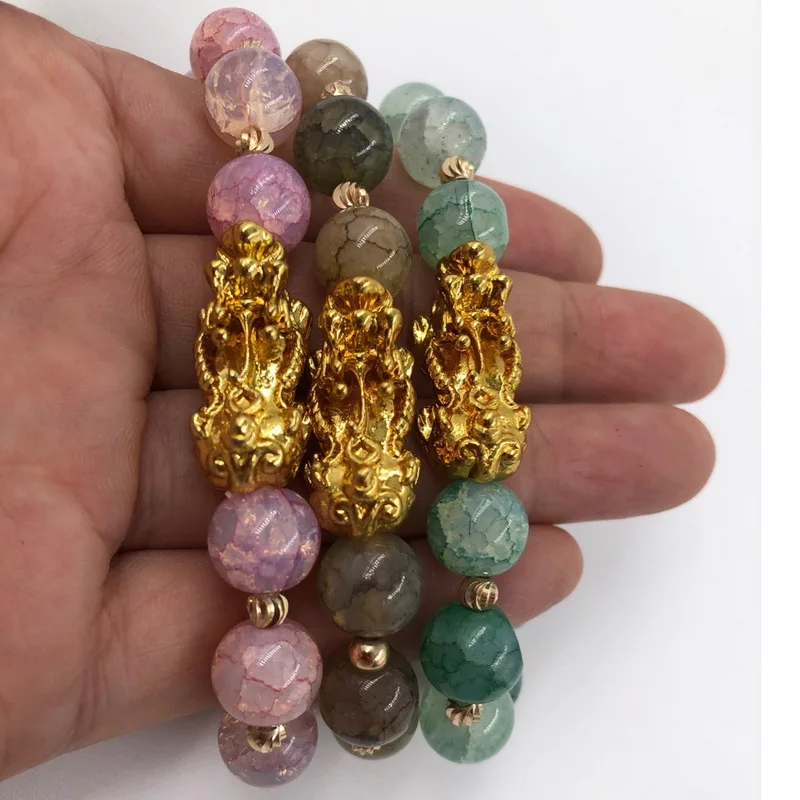 

Wholesale Charm Lucky Fortune Natural Feng Shui Colorful Obsidian Pixiu Bracelet For Women Bracelets, Color