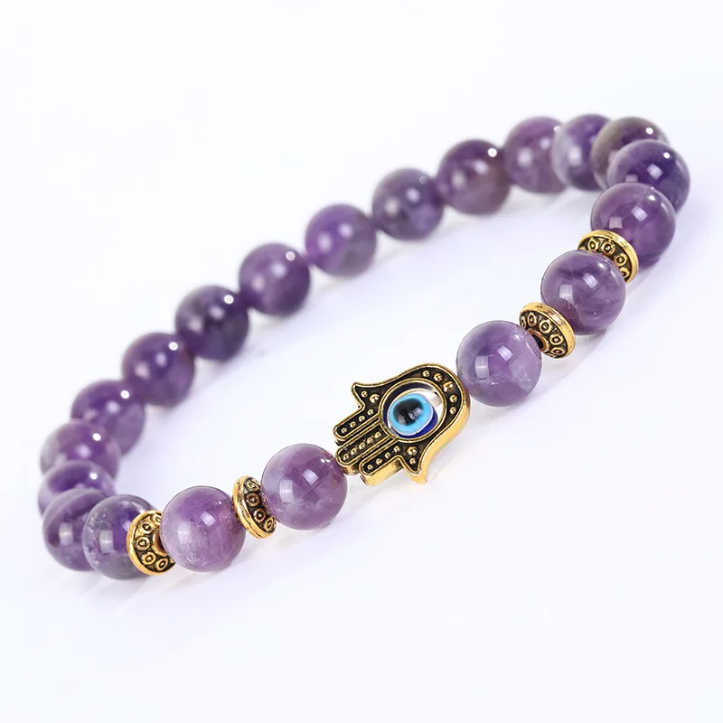 

Wholesale New Fashion Handmade Evil Eyes Natural Stone Beads Bracelet Jewelry For Men And Women