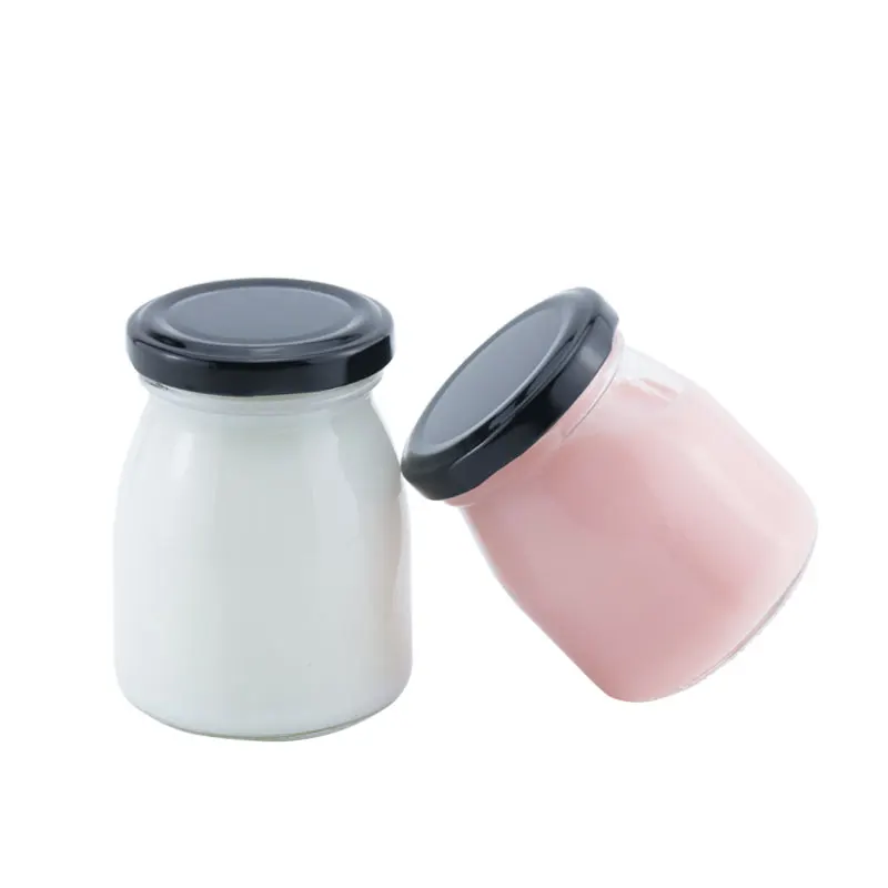 100ml 150ml 200ml Glass Pudding Bottle With Lids Clear Yogurt Jars