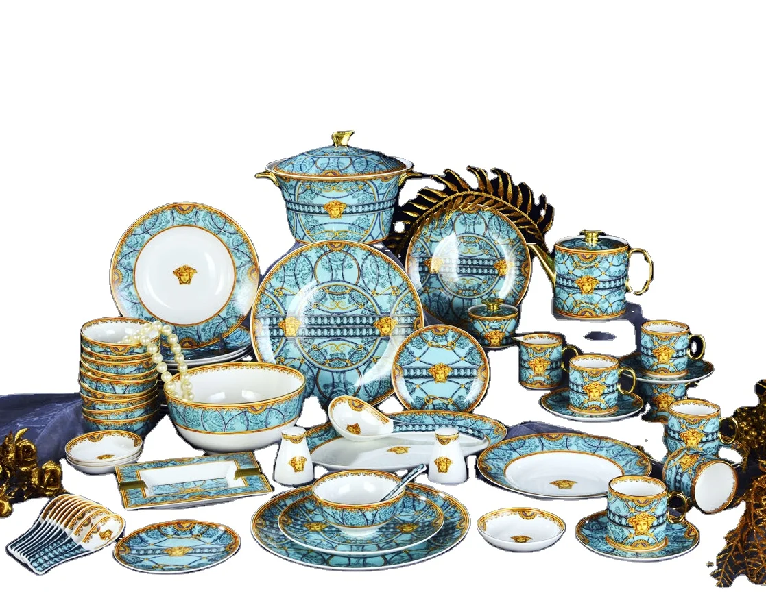 

New Design Royal Style Dinner Sets Fine Bone China Dinnerware Sets, Gold and white