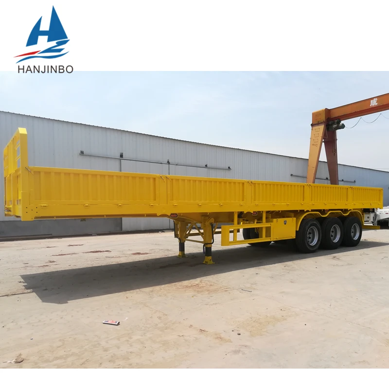 

New jinan flatbed trailer container 3 axles 40 ft brand new 50 ton 60 ton side wall flatbed trailer