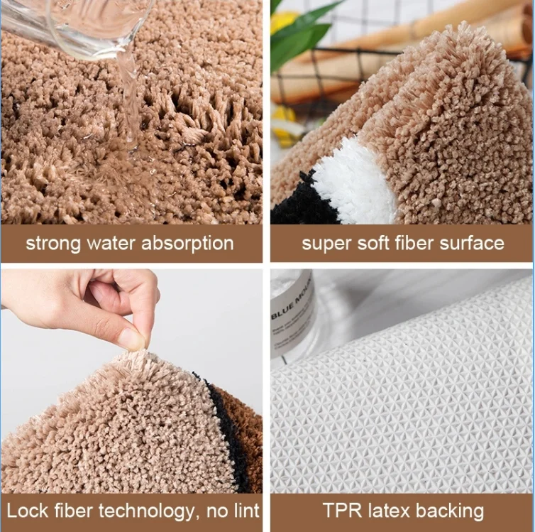 Anti Slip Shower Mat Colorful Strong Water Absorption Bath Mat Hot
