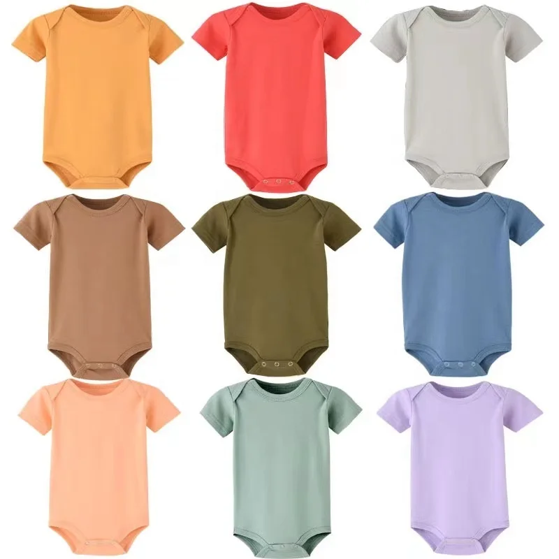 

Short sleeve summer 100% cotton knit baby bodysuits clothes newborn jumpsuit baby boys'rompers(old)