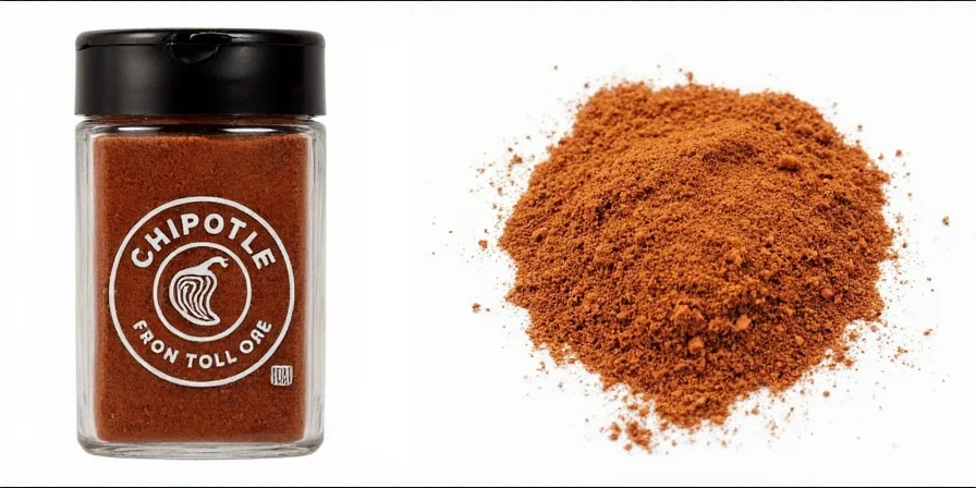 Chipotle spice jar on counter