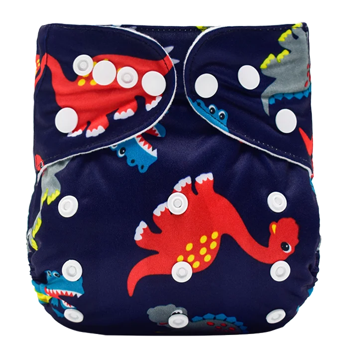 

Hot Sale Pul print waterproof suede double row snapdinosaur cloth diapers infant cloth nappy resuable, Colorful