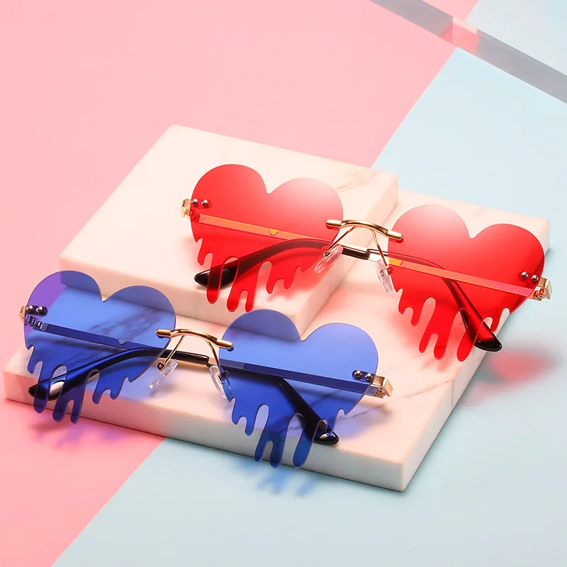 

SKYWAY Heart Shape Sun Glasses Metal Temple Female Women Rimless Sunglasses