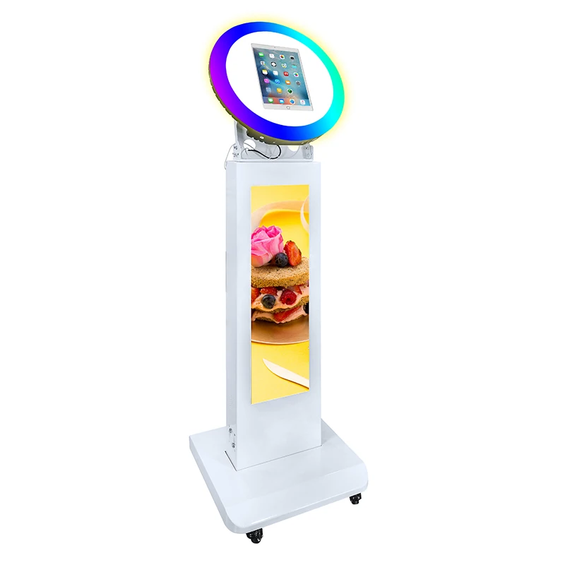 

29 Inch LCD Screen Photo Booth Machine Kiosk Ring Light Rotating Selfie Photo Booth For Party