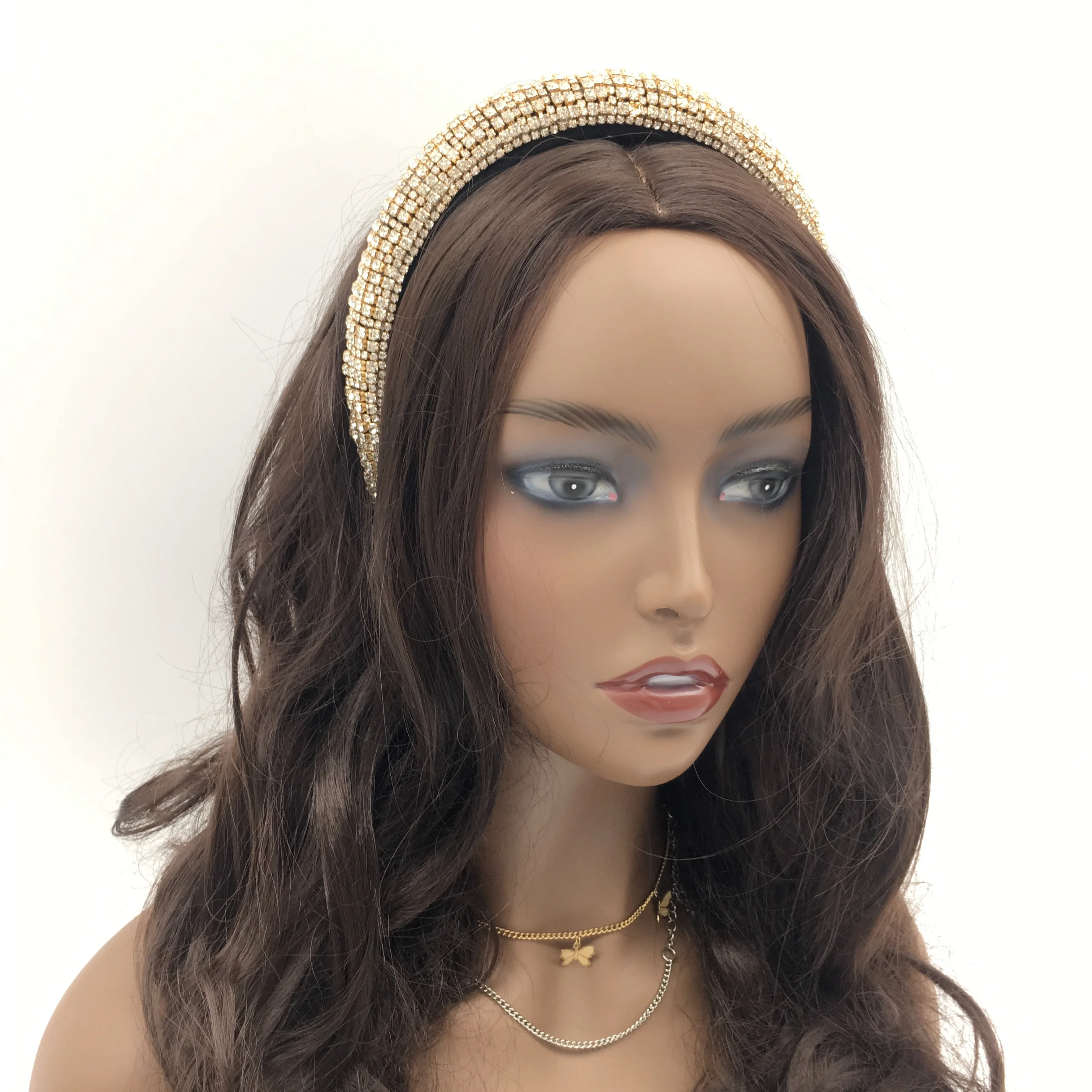 

Charme Beauty pink black blue golden diamond head band colorful hair bands rhinestone hair band