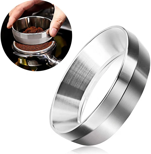 

51mm 54mm 58mm Silver Color Dosing Ring Intelligent Coffee Powder Ring Espresso Dosing Funnel Ring