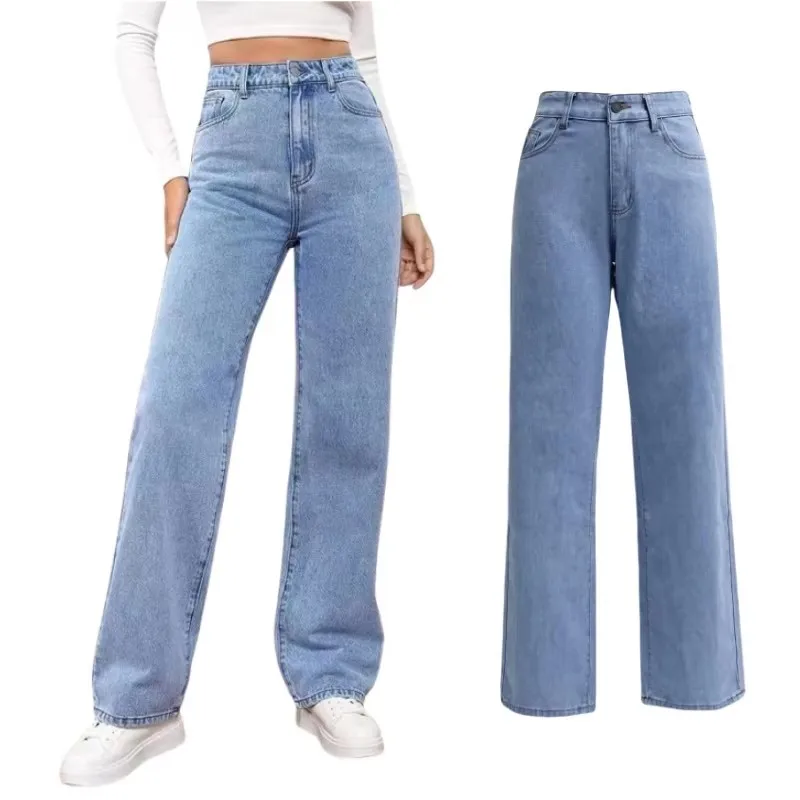 Fashion Assorted High Waist Casual Summer Autumn Solid Destroyed Denim Ripped Straight Quick Dry Waterproof Jeans Women