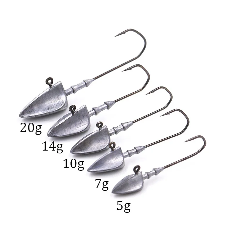 

3.5g 5g 7g 10g 14g 20g unpainted lead jig head ball jig pointed jig new style soft bait fishing hook, Unpainted/customized