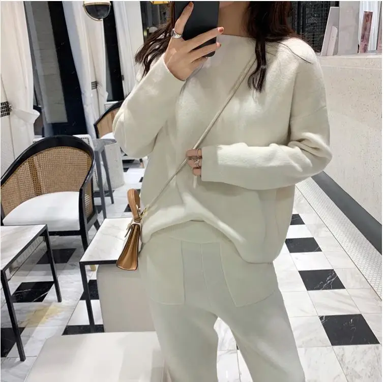

Women Sweater Two Piece knitted Sets Tracksuit 2020 Sweatshirts Sporting Set Female, See detail picture