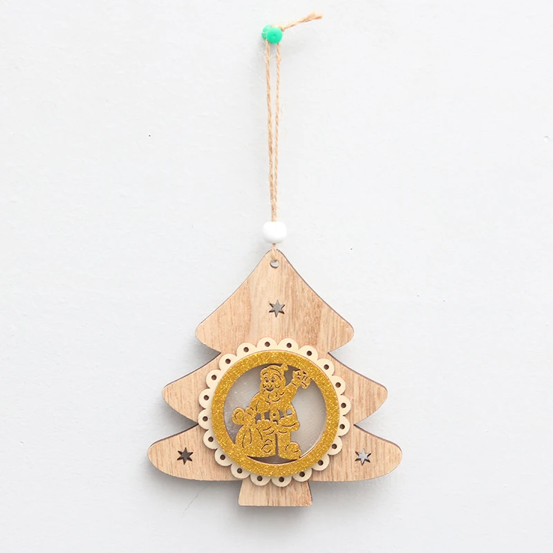 

Factory Hot sale Christmas tree ornament tree shape hanging decoration nature wooden hanging