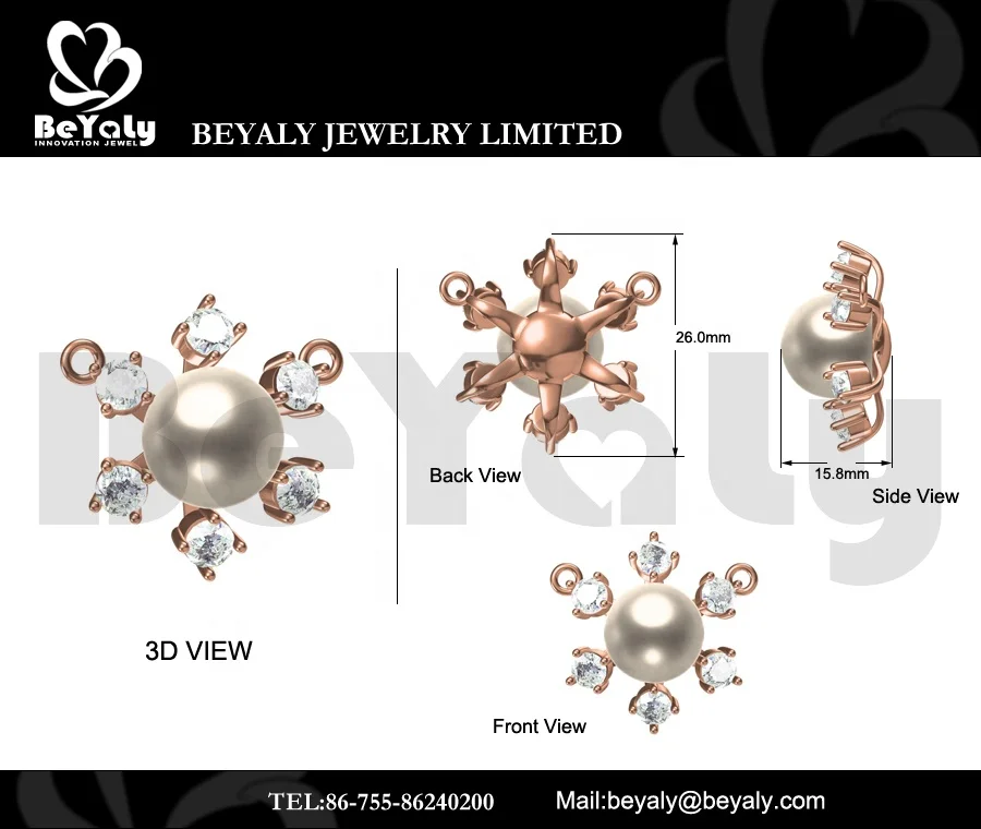 product-BEYALY-Beyaly OEM ODM Custom Jewelry Rose Gold Snowflake White Pearl Pendant-img