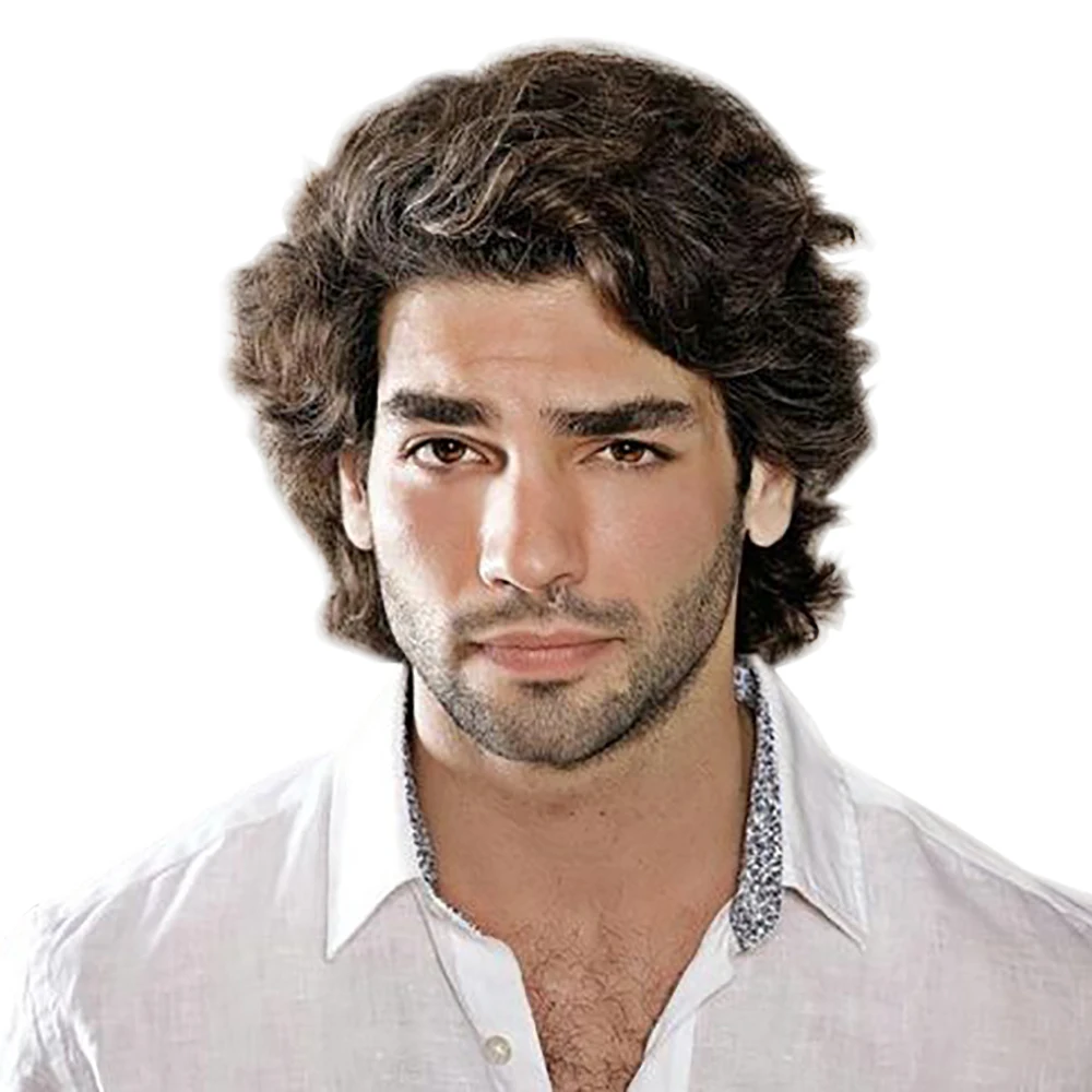 

high quality Handsome brown men wigs short synthetic wig for men