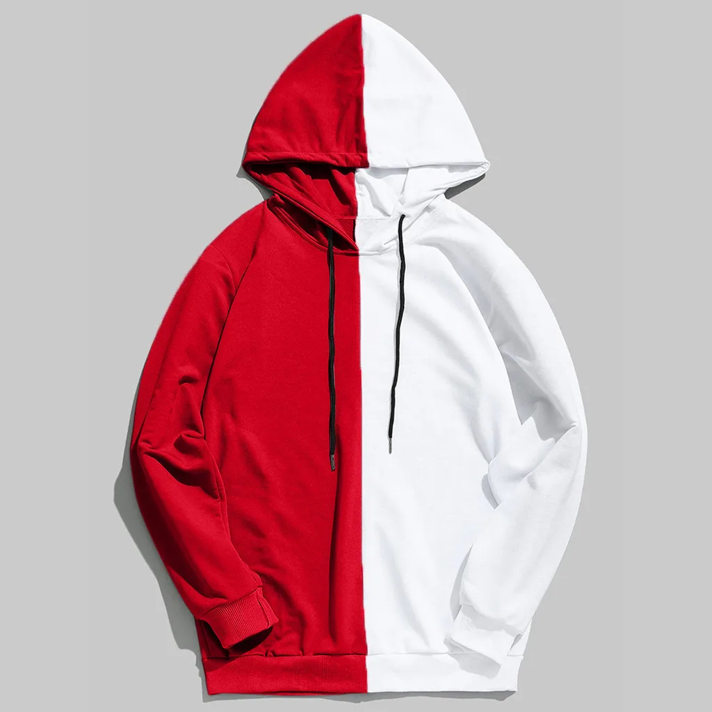 

casual stylish streetwear hiphop two tone color block patchwork hoodies custom logo