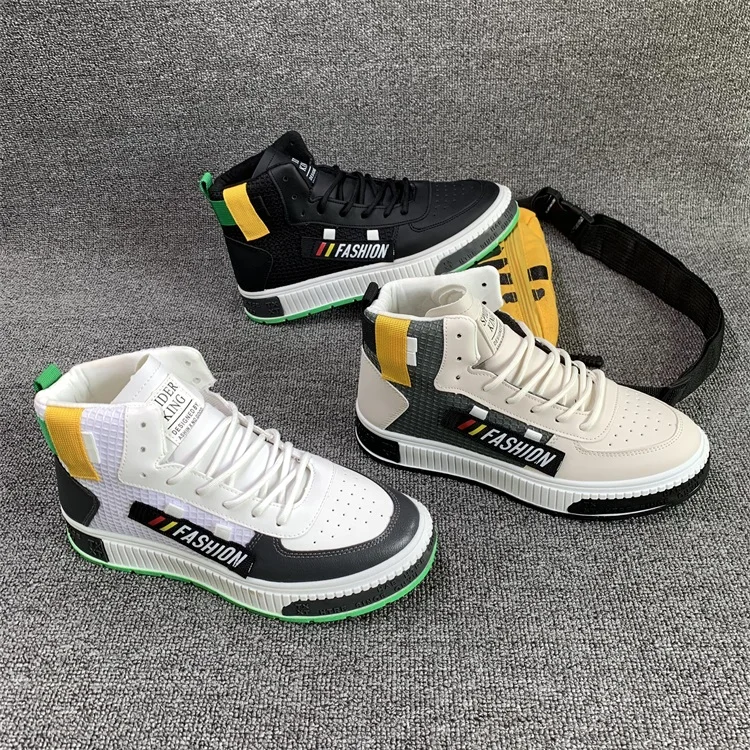 

9876 2020 new high-top men's shoes trend Korean sports personality patchwork cloth fashion shoes
