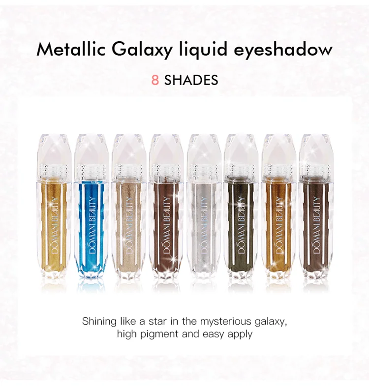 Domani Beauty Waterproof Shimmer Wholesale Custom Glazed Glitter Makeup Brush Private Label Single Liquid Eye Shadow Eyeshadow