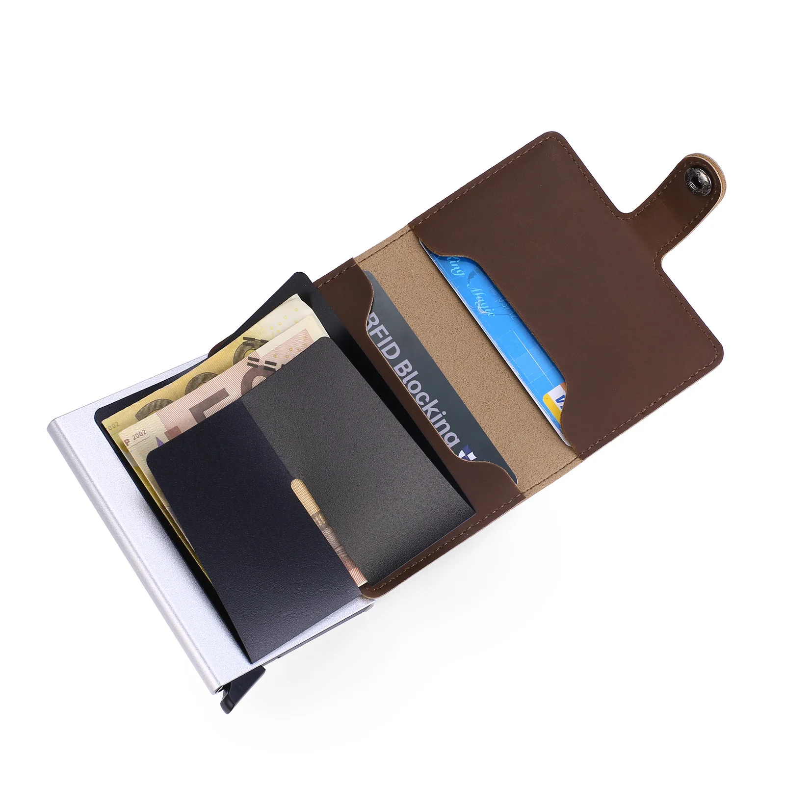 

Free Shipping Pop-Up Rfid Blocking Casual Wallets Card Holder With Carve Logo, Customized