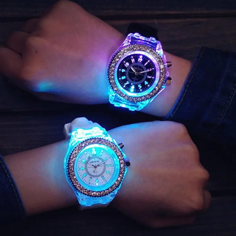 

luminous silicone quartz sports couple light led men wrist watches