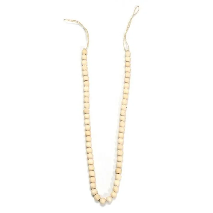 

Wholesale DIY High Quality a string of Wood beads Garland Farmhouse Rustic Country Beads with 16mm spacer Beads, Silver