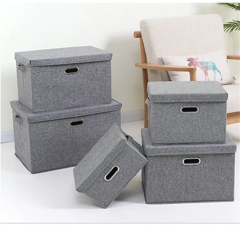 

2020 Creative Design Simple And Convenient Storage Box 4 Colors Folding Cotton Linen Fabric Organizing Box, Grey,blue,red,beige