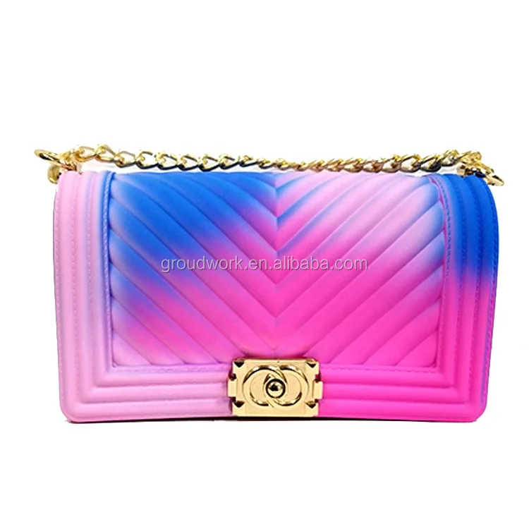 

Ins best selling new fashion colorful jelly purse women chain bags famous fashionable jelly purse for girls, Red\black\wine red