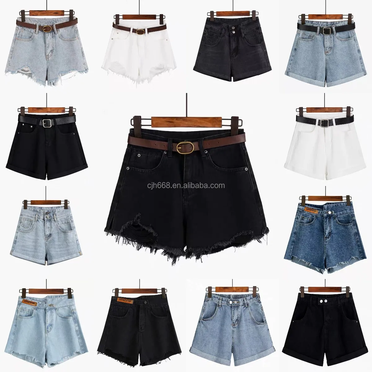 

Factory wholesale price sexy high waist lift buttock fringed ripped jeans summer large cheap denim women's shorts, Custom color