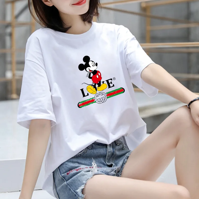 

New style student cotton short sleeve T-shirt women Mickey cartoon large size loose customized foreign trade wholesale