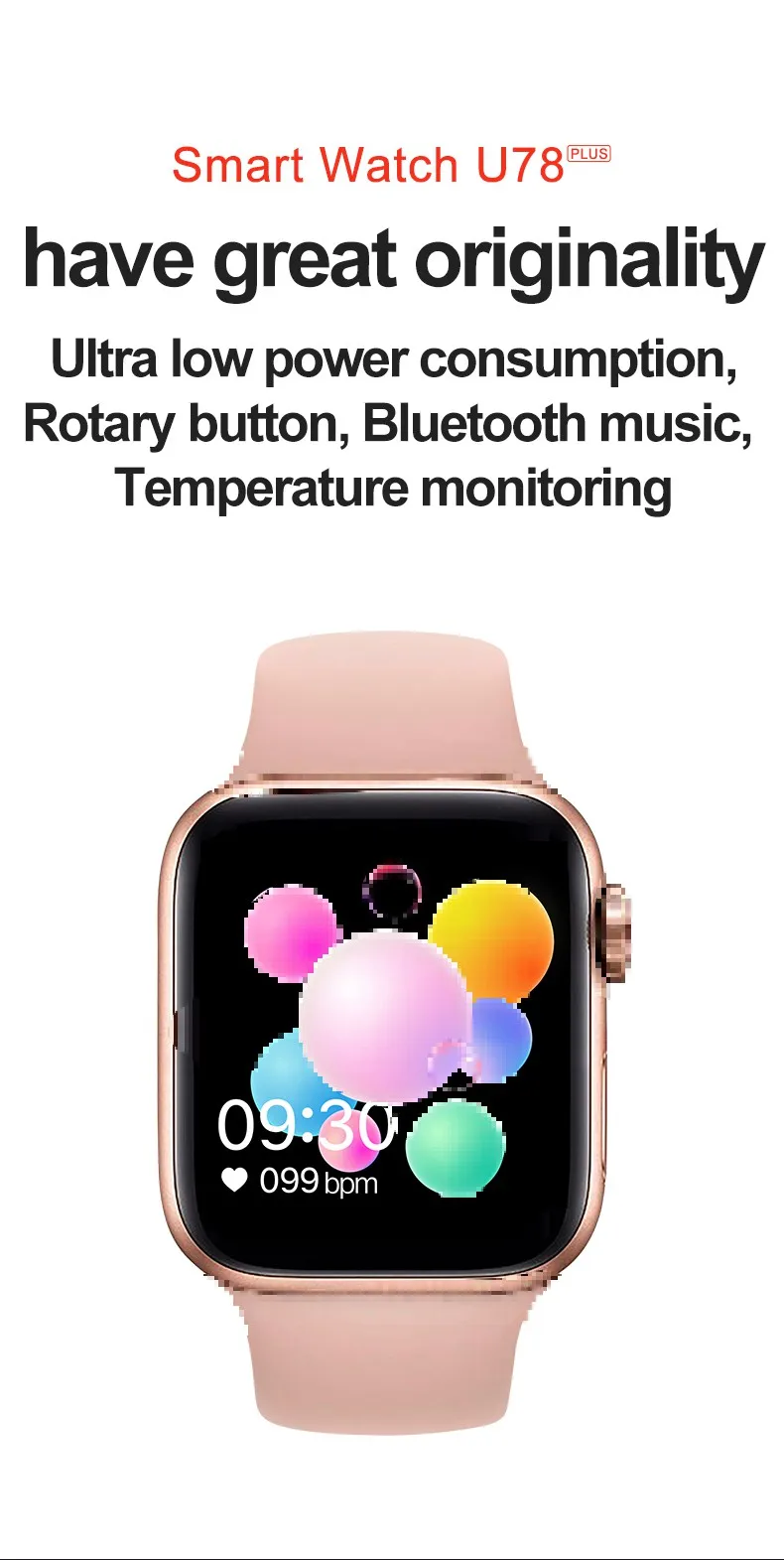 U78 U78 Pro U78 Plus Smart Watch Body Temperature - Buy درجة حرارة الجسم  Smartwatch U78 زائد 1.54 بوصة شاشة رصد معدل ضربات القلب طويل عمر البطارية  مقاوم للماء U78 زائد ساعة