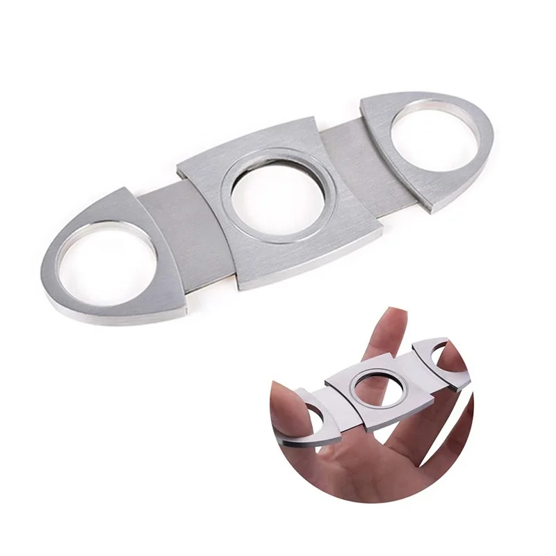 

Stainless Steel Guillotine Double Cut Round Head Scissors Sharp Blades Pocket Size Classic Comfortable Cigar Cutter, Custom color