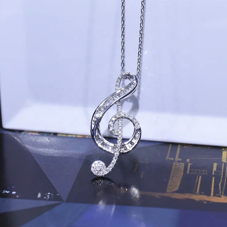

Pendant Musical Note Design Intellectual Girl Elegance zircon Necklace