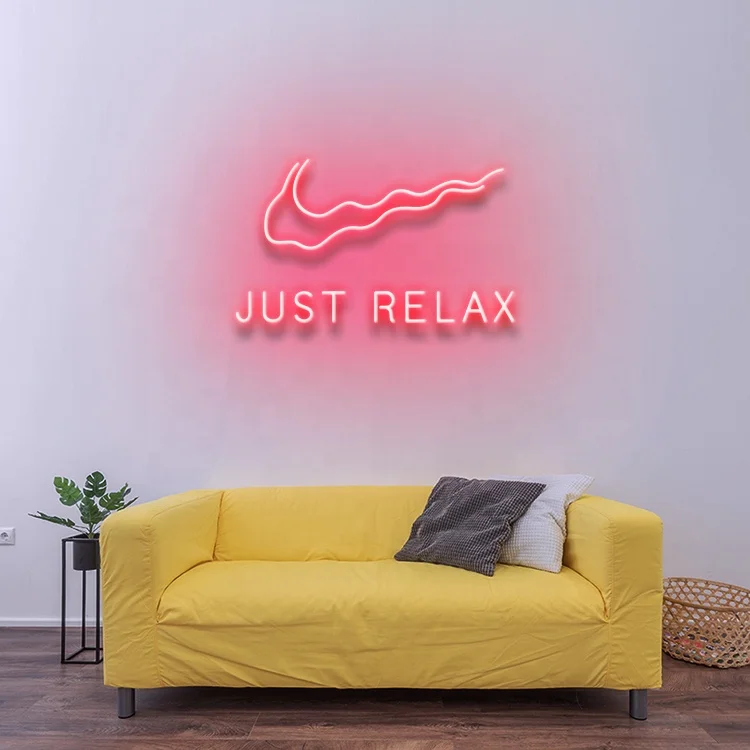 

Koncept New Arrival Free Drop Shipping 60cm12V flexible wall custom acrylic letters logo led light Just Relax neon sign