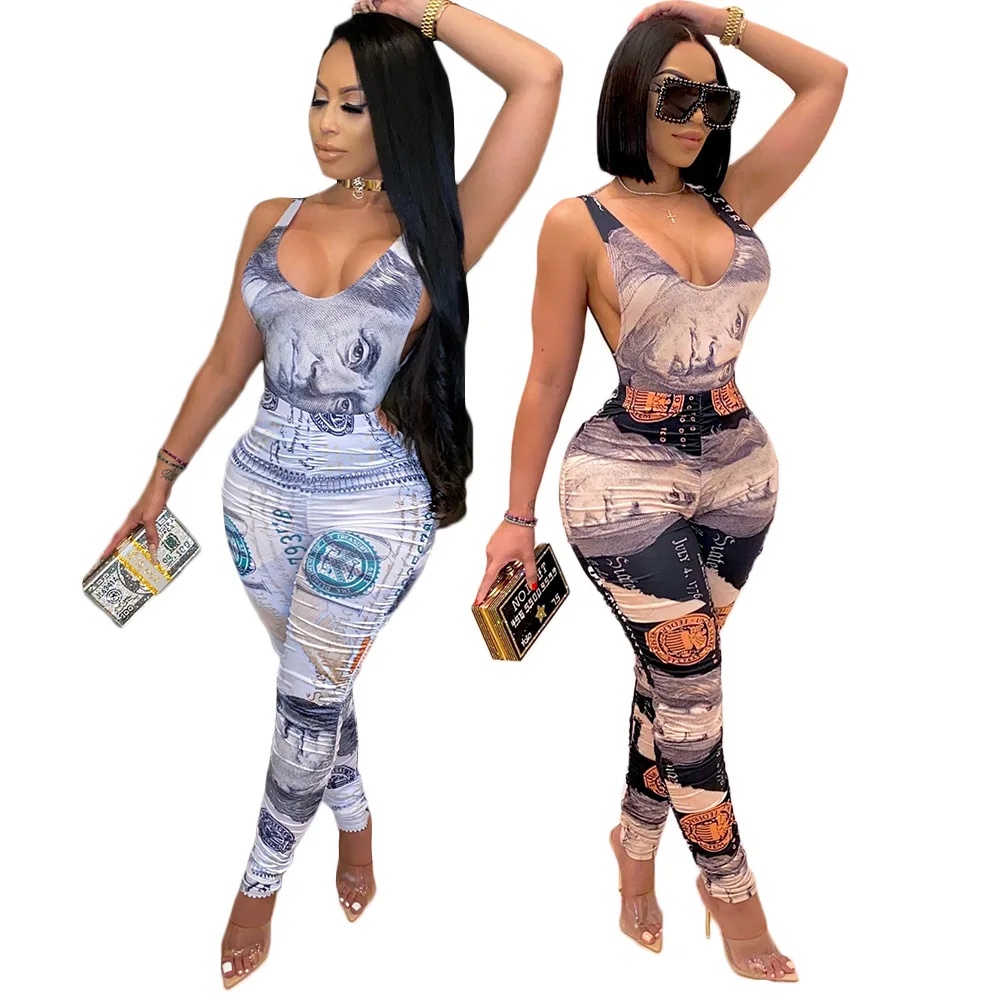 

Trendy Womens clothing vendor 2021 print sexy backless vest and pant sets street wear designer women summer two piece womens set, Gray/brown summer two piece womens set