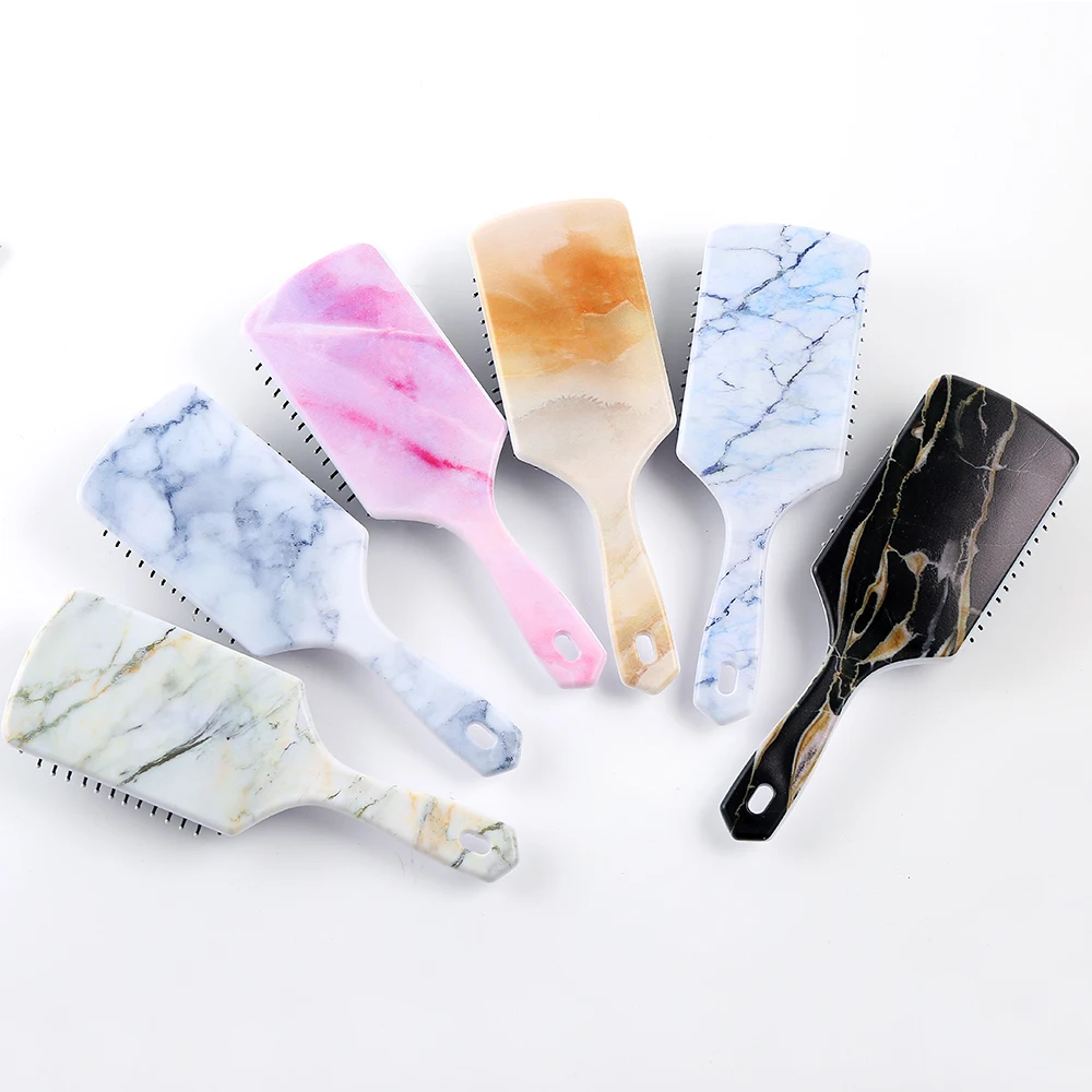 

OEM Accepted Custom Logo Massage Hair Brush Marble Plastic Hair Brush, Multi color