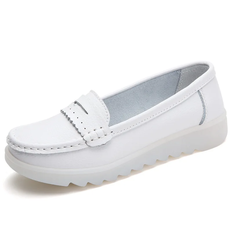

In Stock Place The Order Directly Wholesale Leather Hospital White Nurse Shoes With Wedge Heels